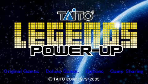 Taito Legends Power-Up title screen for PSP